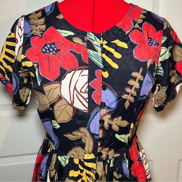 Pyumosso 100% Rayon Full button Front, Corset Back, Midi Fit & Flare Dress - Picture 2 of 8